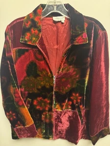 Cold water Creek Women’s Size Medium Colorful Velvety Zip Up Jacket - Picture 1 of 9