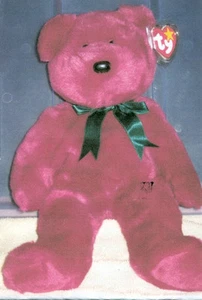 TY - THE BEANIE BUDDIES COLLECTION - TEDDY BEAR - CRANBERRY - LARGE BEANIE BEAR - Picture 1 of 1
