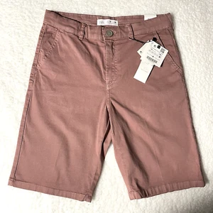 ZARA Boys Pink Chino Shorts Size 10 140 CM Adjustable Waist NWT Cotton Summer - Picture 1 of 6