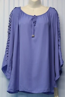 Валери Стивенс синий совок шеи 3/4 рукав пуловер с открытыми рукавами 2 X новый с Ярлыками - Изображение 1 из 3