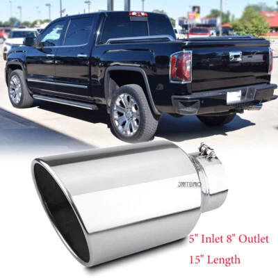 Punta de escape atornillable para GMC Sierra 1500 2500 3500 5" entrada 8" salida 15" largo Foto 1 de 4