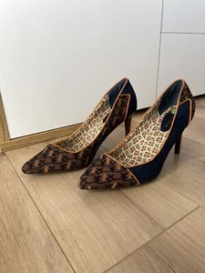 Ruby Shoo Women's Peeptoe Suede Dark Blue Brown Size 40/7 - Picture 1 of 16