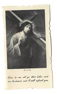 APP. 1921 JESUS WITH THE CROSS, DIE CUT HOLY CARD PRINT by W.P. CO. - Picture 1 of 2