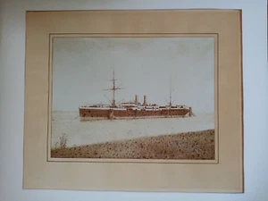 Grande photo Dalmouth à Marseille - Bateau Paquebot Vintage citrate print c.1898 - Imagen 1 de 5