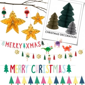 WEIHNACHTEN WIMPEL FÄCHER GIRLANDE WABENKUGEL STERN HÄNGEND Home Party Deko - Bild 1 von 40
