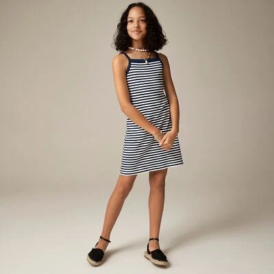 Vestido sin mangas J Crew Crewcuts para niñas vintage acanalado noche oscura blanco rayas talla 10 Foto 1 de 3