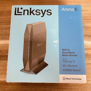 Linksys ARENA 6 AX1800 WIFI 6 Dual-Band Mesh Router E7350 Black New Open Box - Picture 1 of 4