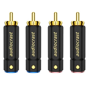 4pcs Audiocrast Gold Plated Phono RCA Plug HIFI Audio Cable Screw Lock Connector - Picture 1 of 8