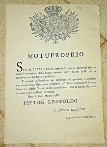 PP450-TOSCANA-PIETRO LEOPOLDO 1788 SCIOGLIMENTO DEBITO PUBBLICO - Foto 1 di 1