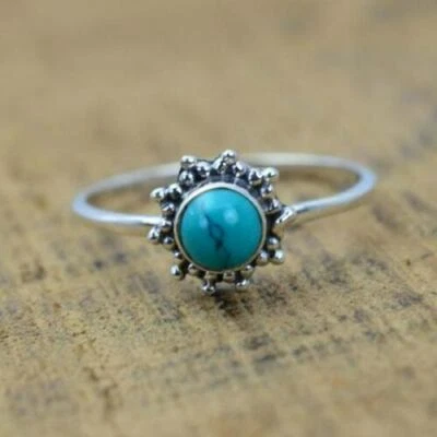 Santa Rosa Türkis Edelstein 925 Sterling Silber Handgemachter Ring Alle Größen - Bild 1 von 4