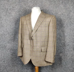 Holland & Sherry Jacket Mens Size 46S Bespoke Unstructured Windowpane Blazer - Picture 1 of 15