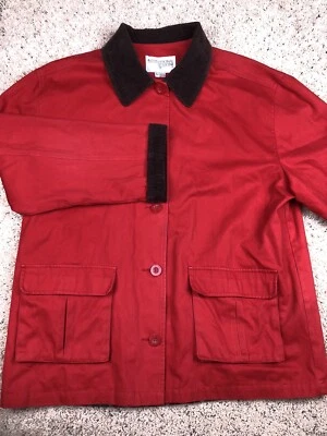 International Scene Women’s Red Brown Corduroy Collar Winter Coat Button Up - Image 1 of 4