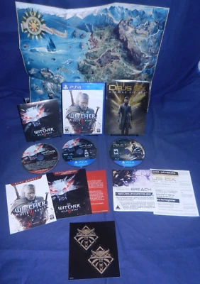PS4; Deus Ex Mankind Divided Steelbook w/Inserts, Witcher Wild Hunt 3 w/OST,Map+ - Image 1 of 4
