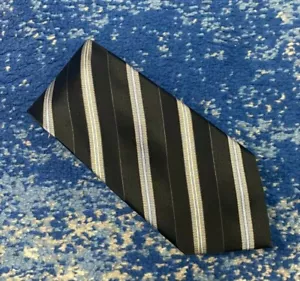 Corbata Hecha a Mano Firma Donald J. Trump Negra Azul Gris Plata Sesgo - Imagen 1 de 5