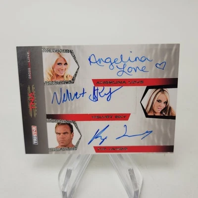 Tarjeta autógrafa Velvet Sky Angelina Love Kip James Billy Gunn 2008 Tristar TNA Foto 1 de 2