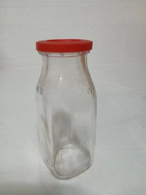 Lawson's 1/2 pint glass milk bottle With Lid - Image 1 of 4