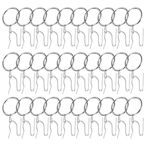 32 Pieces 1.2" ID Metal Curtain Rings with Metal Pin Hooks, Silver - Imagen 1 de 6