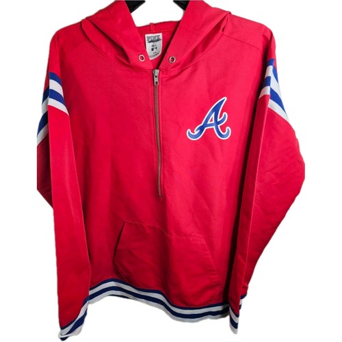 UNDERCOVER Felpa con cappuccio rosa Victoria' Secret Atlanta Braves baseball rossa donna M MLB 1 2 zip