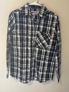 Camisa con botones American Sweetheart para mujer S negra/blanca a cuadros con flores - Imagen 1 de 7