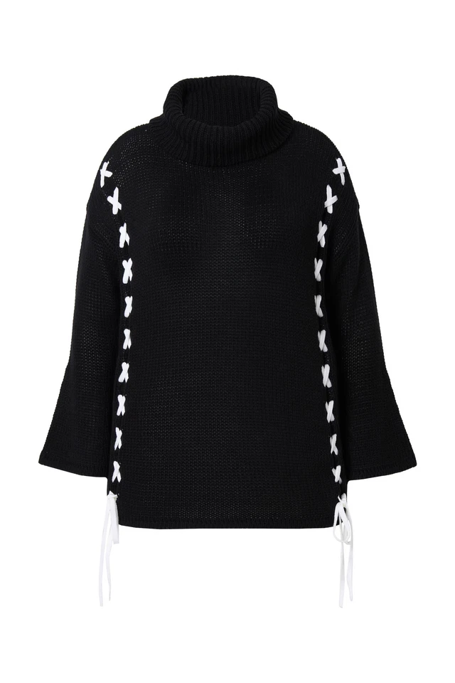 Angel of Style Damen große Größen Pullover Loose Fit Zierbänder