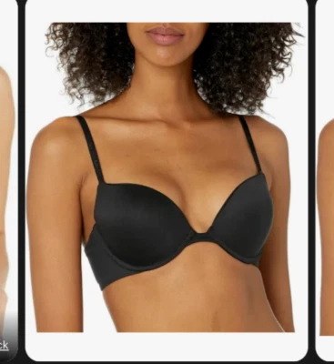 Calvin Klein Constant Plunge Black Underwire Smooth Convertible Push-up Bra 36C - Image 1 of 4