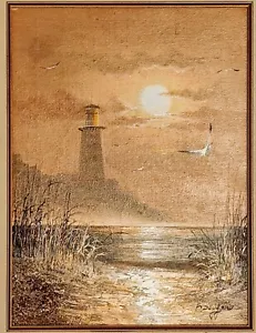 B Bernard Duggan Signed Original Oil Painting Canvas Twilight Sunset Seascape VG - Picture 1 of 5
