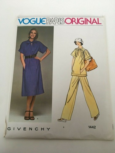 Pantaloni a tunica abito originale Vogue Paris modello da cucito originale Givenchy 1442 vintage UC