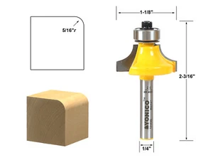 5/16" Radius Round Over Edge Forming Router Bit - 1/4" Shank - Yonico 13163q - Picture 1 of 1