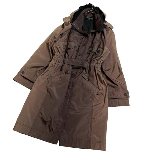 CHANEL CC Coco Button Trench Cappotto Impermeabile con Cappuccio Bicolore