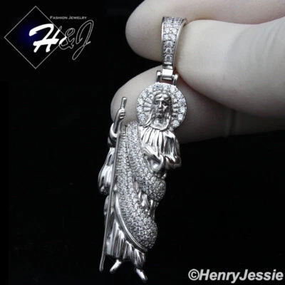 COLGANTE HOMBRE MUJER PLATA ESTERLINA 925 SÓLIDA ICY BLING CIRCONITA CÚBICA SAN JUDAS SAN JUDAS*SP329 Foto 1 de 4