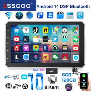 10.1" DAB+ Autoradio 1 DIN Carplay 6+128G Android 14.0 GPS Drehbarer Bildschirm - Bild 1 von 15
