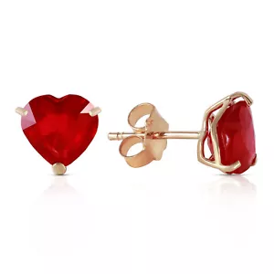 2.9 Carat 14K Solid Gold Stud Earrings Natural Heart Ruby - Picture 1 of 5