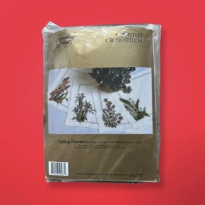 Vtg 1990 Something Special Counted Cross Stitch Spring Flowers Place Mats Kit - Picture 1 of 2