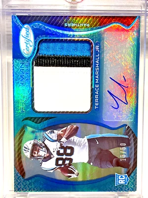2021 Certified Terrace Marshall Freshman Mirror Teal Rookie Patch Auto RC /50 - Image 1 of 2