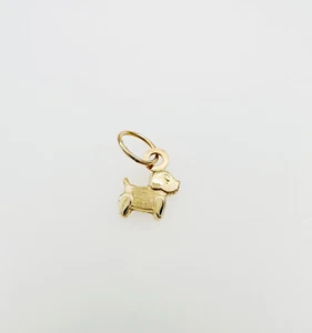 Colgante pequeño de oro amarillo macizo de 14K - muy pequeño perro cachorro 10x6 mm - Imagen 1 de 21