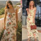 Reformation Nikita Jolie Midi Dress 0 Rose Ivory Floral Tie Shoulder Smocked