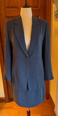 Chaqueta/falda Dana Buchman vintage azul; talla 12 P Foto 1 de 4