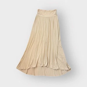Three Dots Beige Ruched High Low Maxi Skirt - Picture 1 of 4