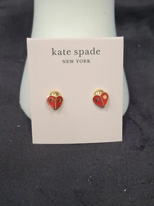 NEW Kate Spade Animal Party Ladybug Studs Earrings Red Gold - Picture 1 of 2