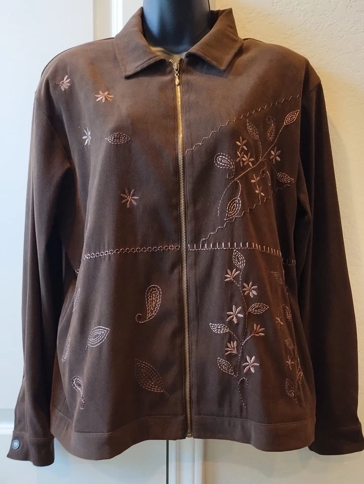 Teddi Jacket Coat Size Medium Womens Brown Floral - Image 1 of 4