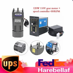 Gear Reducer Motor+Variable Speed Controller 1:3(3K) 450RPM Adjustable 110V 120W - Picture 1 of 12