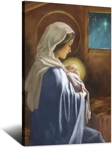 Mary and Baby Jesus Canvas Wall Art Print Poster Picture Modern Office Home - Picture 1 of 6