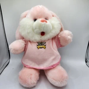 Vintage Bunny Rabbit Plush Stuffed Animal Pink Easter Shirt ROM Manufacturing - Picture 1 of 9