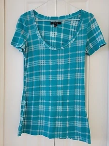 City Streets Women’s Medium TEAL & WHITE Sheer Blouse Top Tee New - Picture 1 of 1