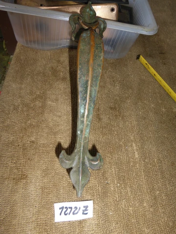 Vintage Antique Cast Bronze Entry Door Pull Handle Fleur de Lis 72721 Z Cover