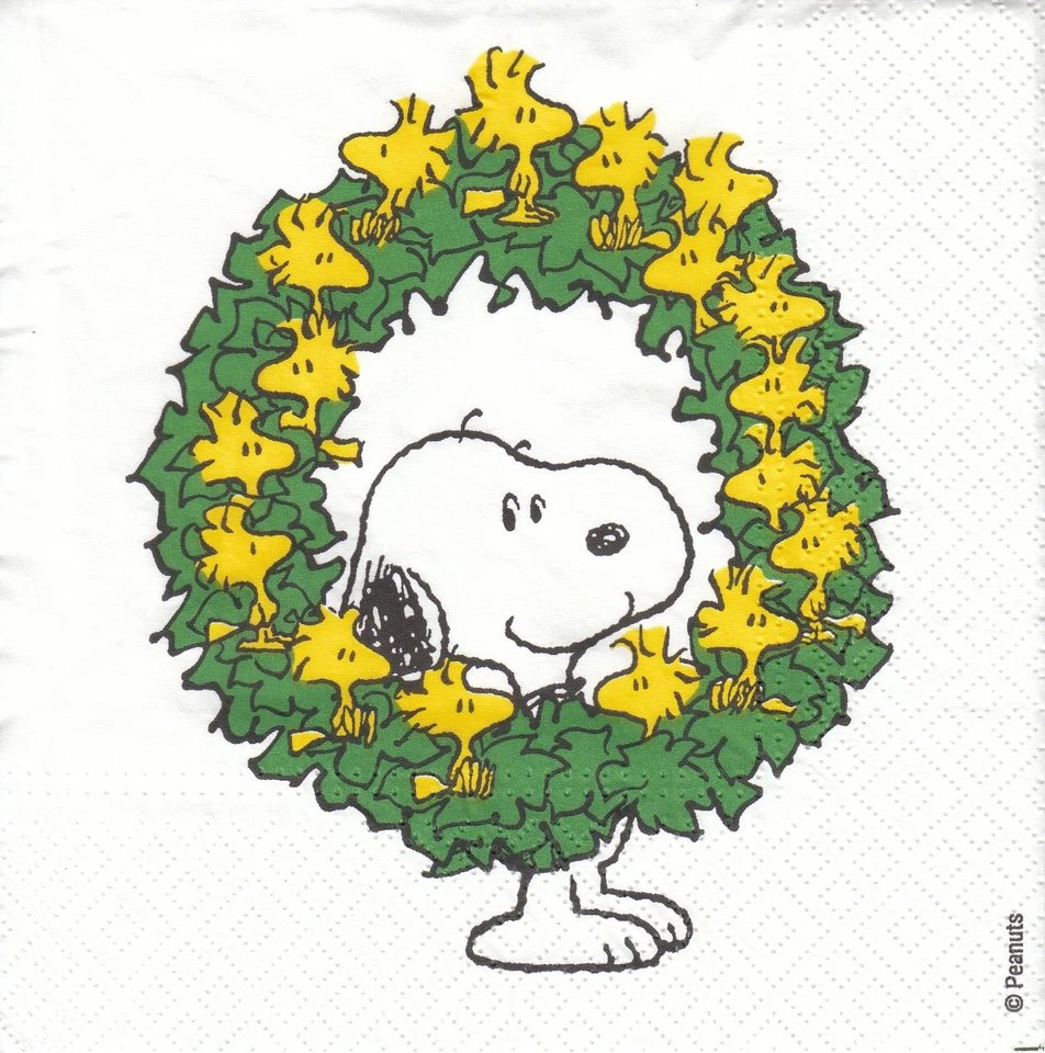 3 Tovaglioli di Carta Lunch Tovaglioli (G4-7) Snoopy - Natale in Ghirlanda - Immagine 1 di 1
