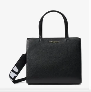 KARL LAGERFELD PARIS MAYBELLE SATCHEL CROSSBODY BAG PURSE AIRPOD CASE BLACK $198 - Picture 1 of 10
