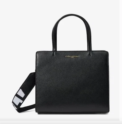 KARL LAGERFELD PARIS MAYBELLE SATCHEL CROSSBODY BAG PURSE AIRPOD CASE BLACK $198 - Image 1 of 4