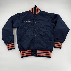 Vintage Chicago Bears Jacket Mens Small Navy Wilson NFL Football Satin 80s - Picture 1 of 7