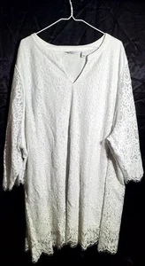 IsaacMizrahi Live! Damen Top Übergröße 5X weiße Spitze mit weißem Innenfutter KOSTENLOSER VERSAND - Bild 1 von 12